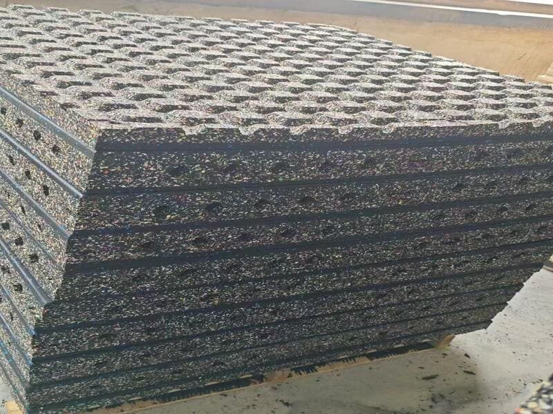Rubber flooring samples with different density and textures